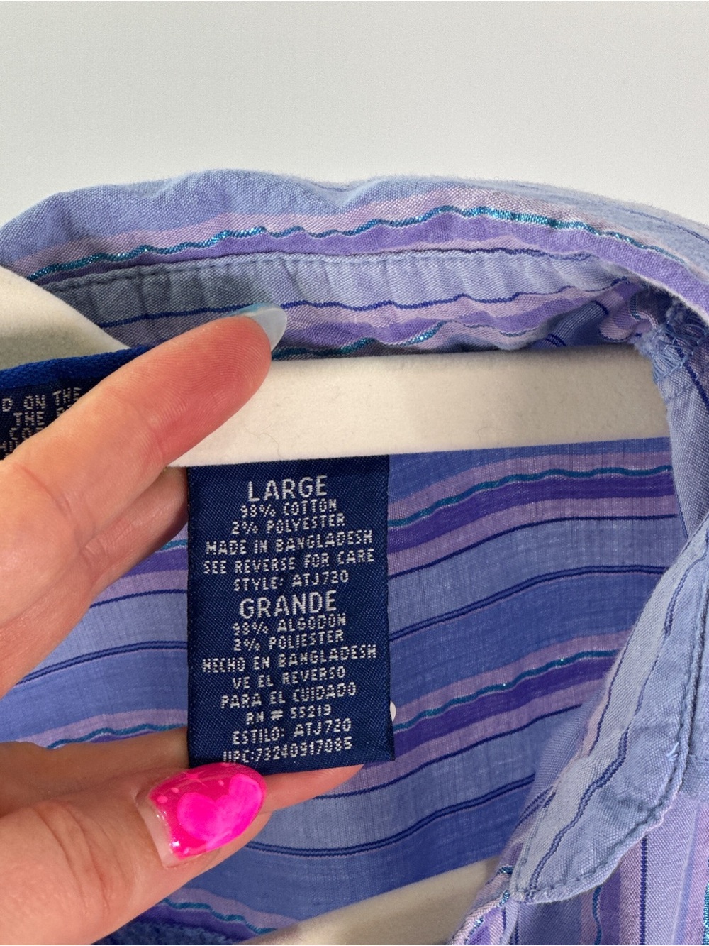 Pooh Sleeveless Blouse Embroidered Winnie Piglet Eeyore Striped Blue Purple L - Picture 9 of 12